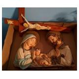 Mary & Joseph Chalkware & Crucifix