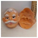 Two Vintage Santa Faces