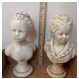 Pair of Busts, Approx 10" h