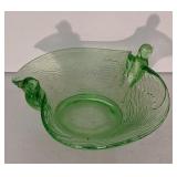Green Dish w/Bird Handles