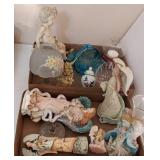 Angel Figurines, Votive Lamp, Glass Basket & More