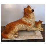 Resin Dog & White Platter/Dish