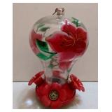 Hand Painted Glass Hummingbird Feeder