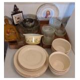 Plates, Bowls, Trivet, Pyrex Bowl