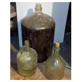 Two Sm Jugs & One Glass Wine Jug, Approx 20" h