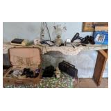 Bench, Suitcase of Camera Lens, B&D Cordless Drill