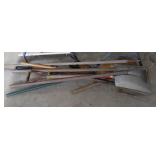 Assorted Shovels, Pitch Fork, Rake & More