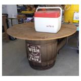 Barrel Table, Approx 47" dia & Cooler