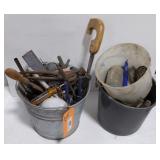 Galvanized Bucket w/Assorted Hand Tools & More