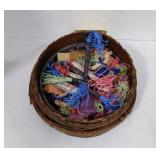Vintage Sewing Basket & Embroidery Thread
