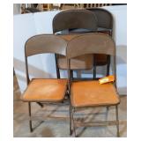 Four Folding Chairs w/Wooden Seats
