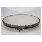 ANTIQUE ROUND BEVELED EDGE FOOTED VANITY MIRROR TY