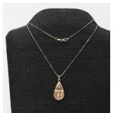 14k gold chain-Gold charm with Turquoise