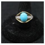 14 K Mexico gold Turquoise ring
