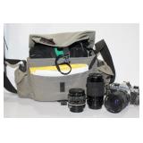 Vintage Nikon camera, lenses, case