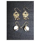 Two 14k gold sets of earrings