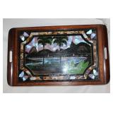 Rio De Janeiro Glass Top Marquetry Tray