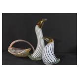 Lot of three Murano like glass sculptures