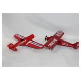 Pair of die cast metal toy planes-Texaco, Budlight