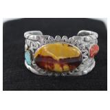 Large multi stone silver? cuff