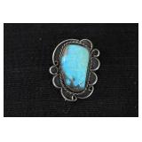 Silver? and turquoise charm