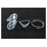 Lot of three silver 925 rings