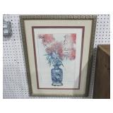 Framed Joanne Isaac signed lithograph Peonies