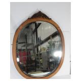 Antique Wood Frame Wall Hanging Mirror