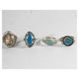 Lot of 4 Sterling SIlver Rings