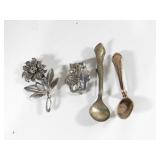 Lot of 4 Stelring Silver Brooches/ Pin