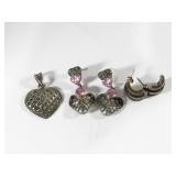 Sterling Silver - Necklace - Earrings / Marcasite