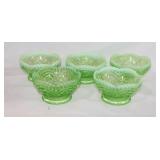 Five vintage vaseline glass bowls