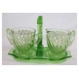 Vaseline Glass Cream and Sugar Set