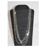 925 multi strand extra long hoop chain necklace