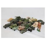 Large lot of vintage military toy cars