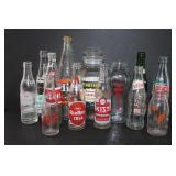 Large lot of vintage glass advertising bottles