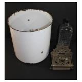 Enamel bucket,Antique jar,vintage paper roll caddy