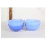 Crate and Barrel Italian blue glass bowls
