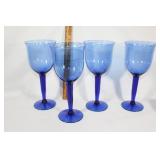 Large blue glass goblets
