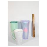 Three Starbucks driking glasses
