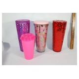 5 Starbucks plastic drink tumblers