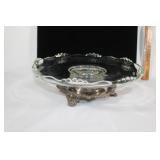 Victorian era silver plate and glass lazy susan