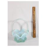 Opal blue glass basket