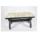 Small Wooden Step Stool - Vintage Print