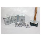 Glitter coffee,tea,sugar canister-coasters etc