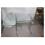 Glass top table-metal base