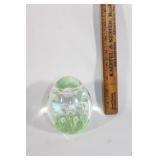 Handblown glass paperweight bubble detail