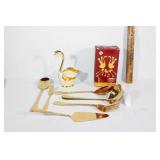 Brass utensils with swan holder,Dessert spoons