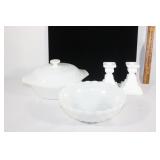Fire King ovenware,VTG milk glass candlesticks,etc