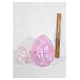 Two pink Glass eggs-Home decor